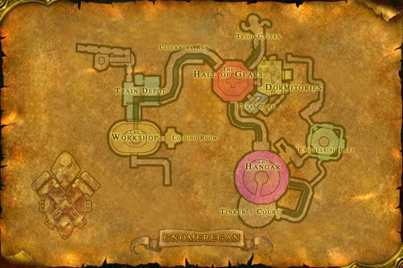 Map of the Gnomeregan dungeon in WoW Forever